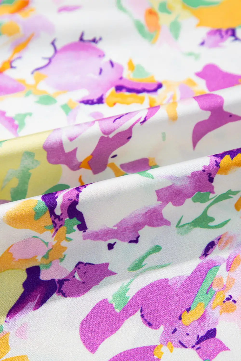 Abstract Print Ruffled Notched Neck Blouse