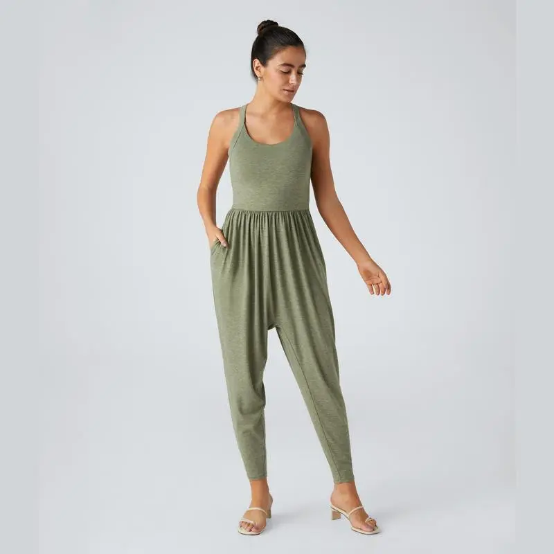 Backless Twisted U Neck Side Pocket Harem Casual Jumpsuit – Easy Peezy Edition 🔥 Limited-Time Offer — 50% OFF Today Only!