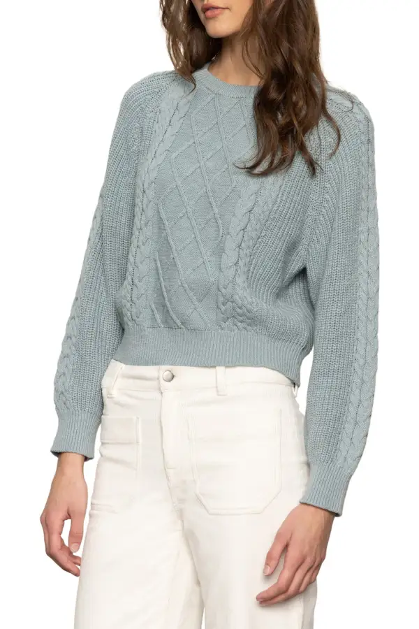 Cable Knit Ribbed Relaxed Pullover Sweater