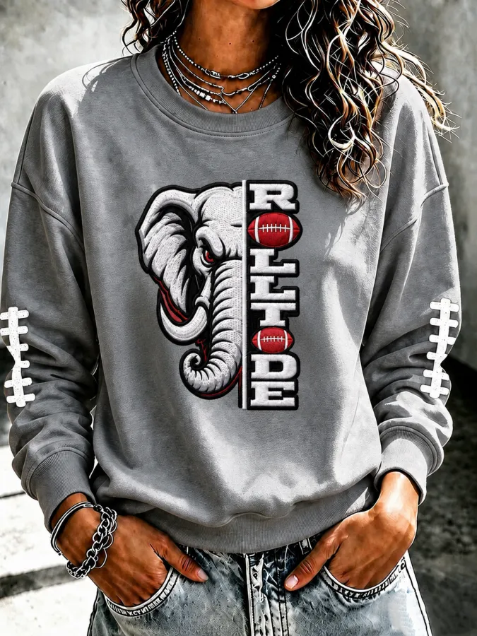 Women'S Football Printed Round Neck T-Shirt