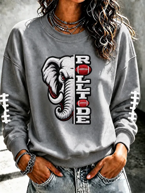 Women'S Football Printed Round Neck T-Shirt
