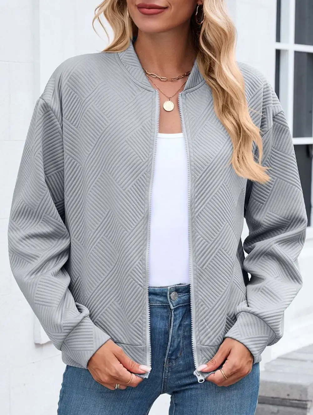 Crew Neck Zipper Loose Long Sleeve Sweatshirt