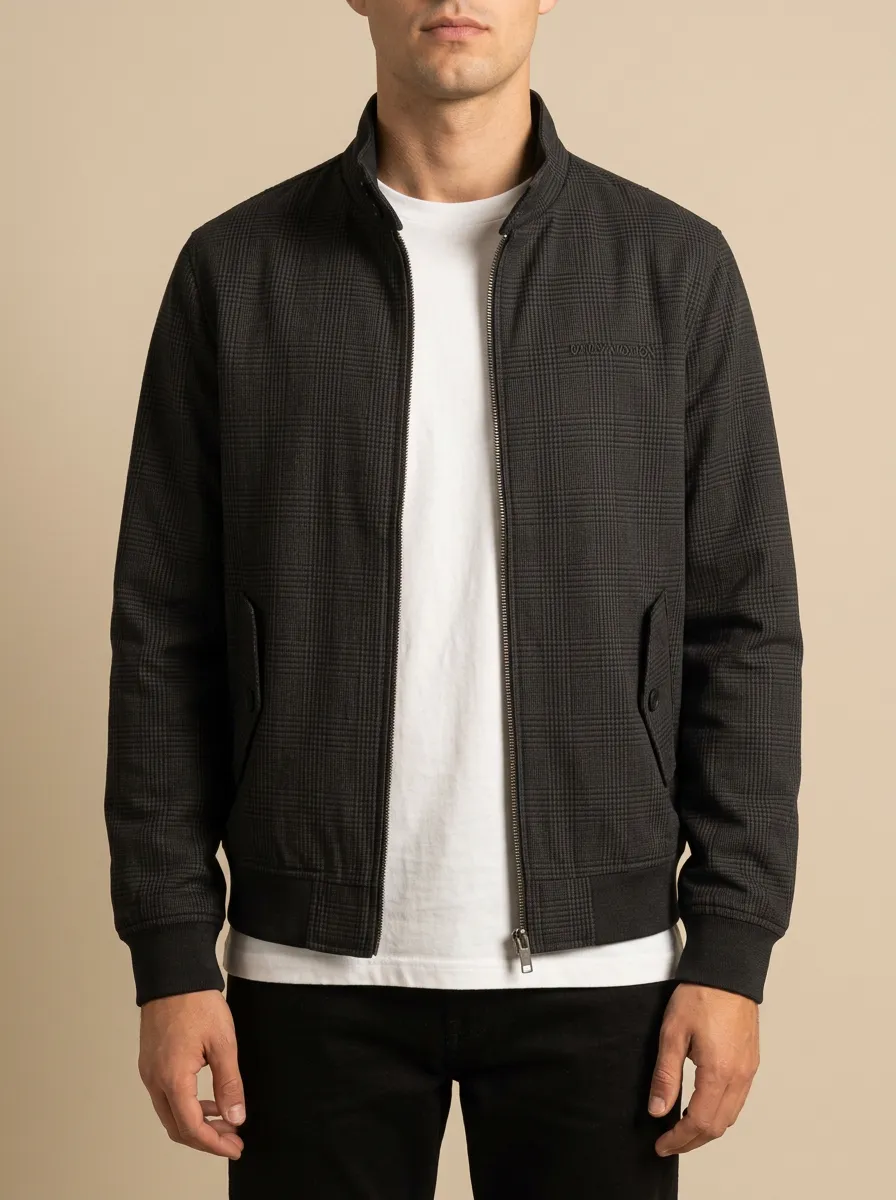 Plaid Bomber Collar Jacket