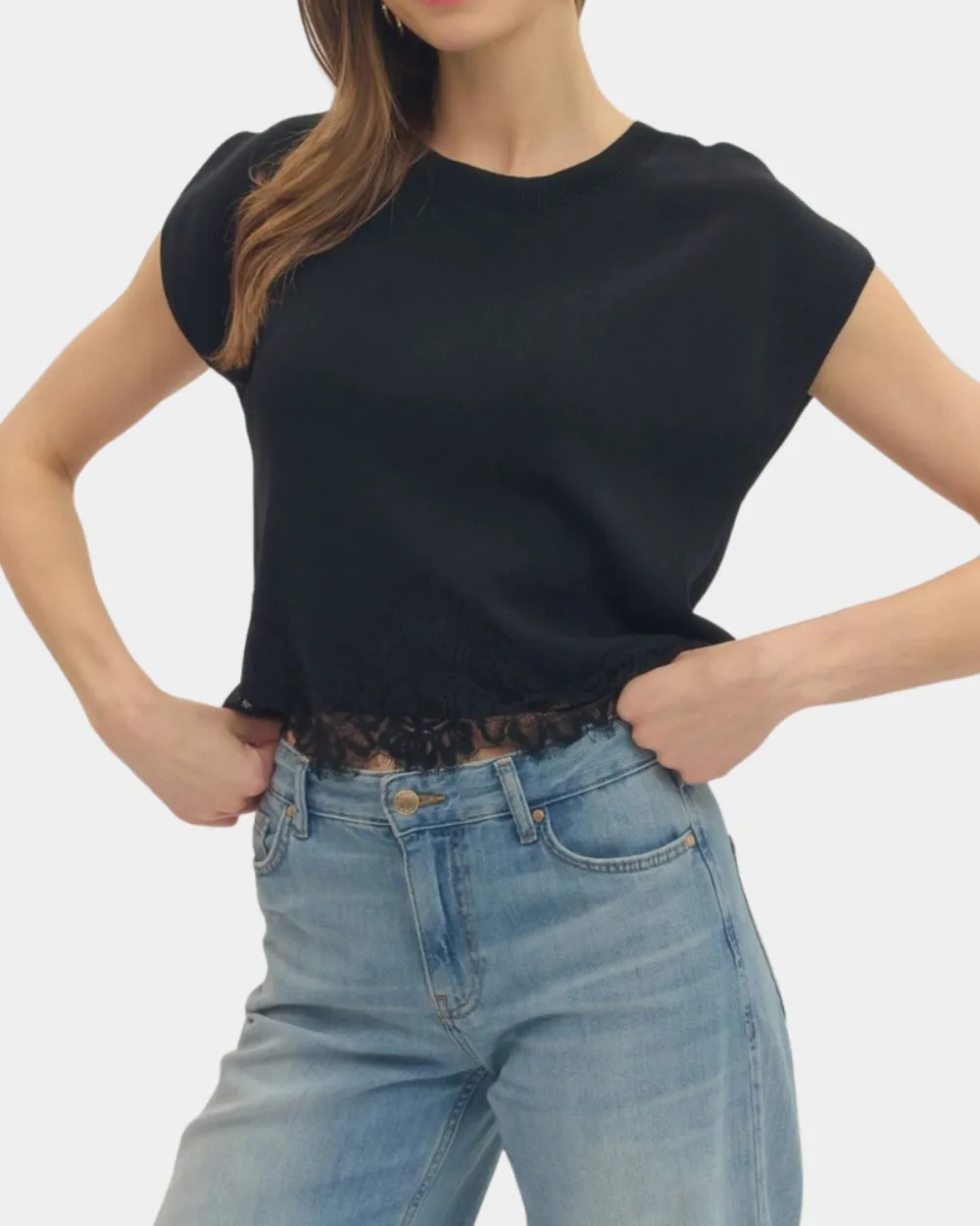 Textured Lace Hem Top