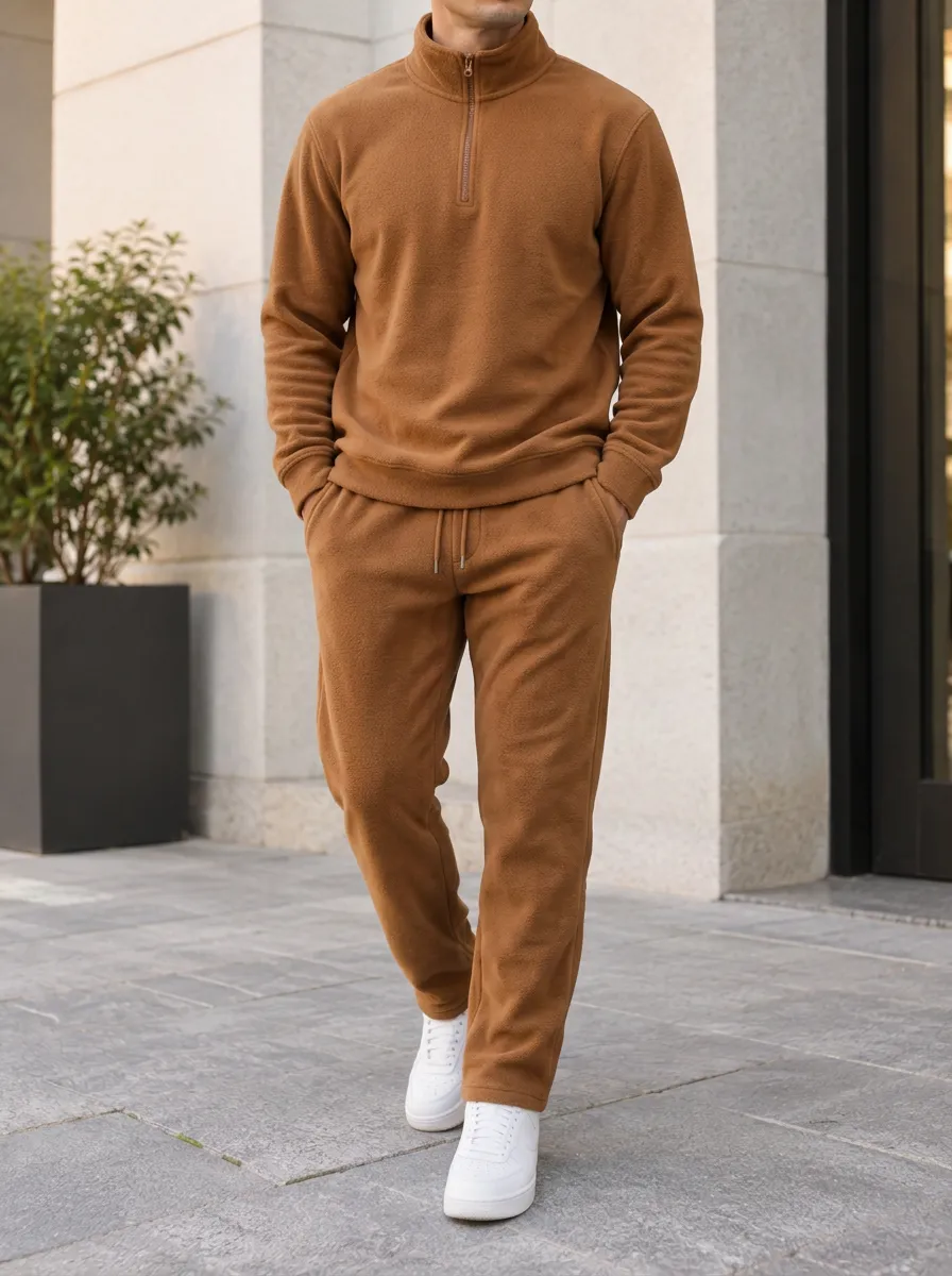 Men's Joggers with Quarter-Zip Fleece Pullover Set
