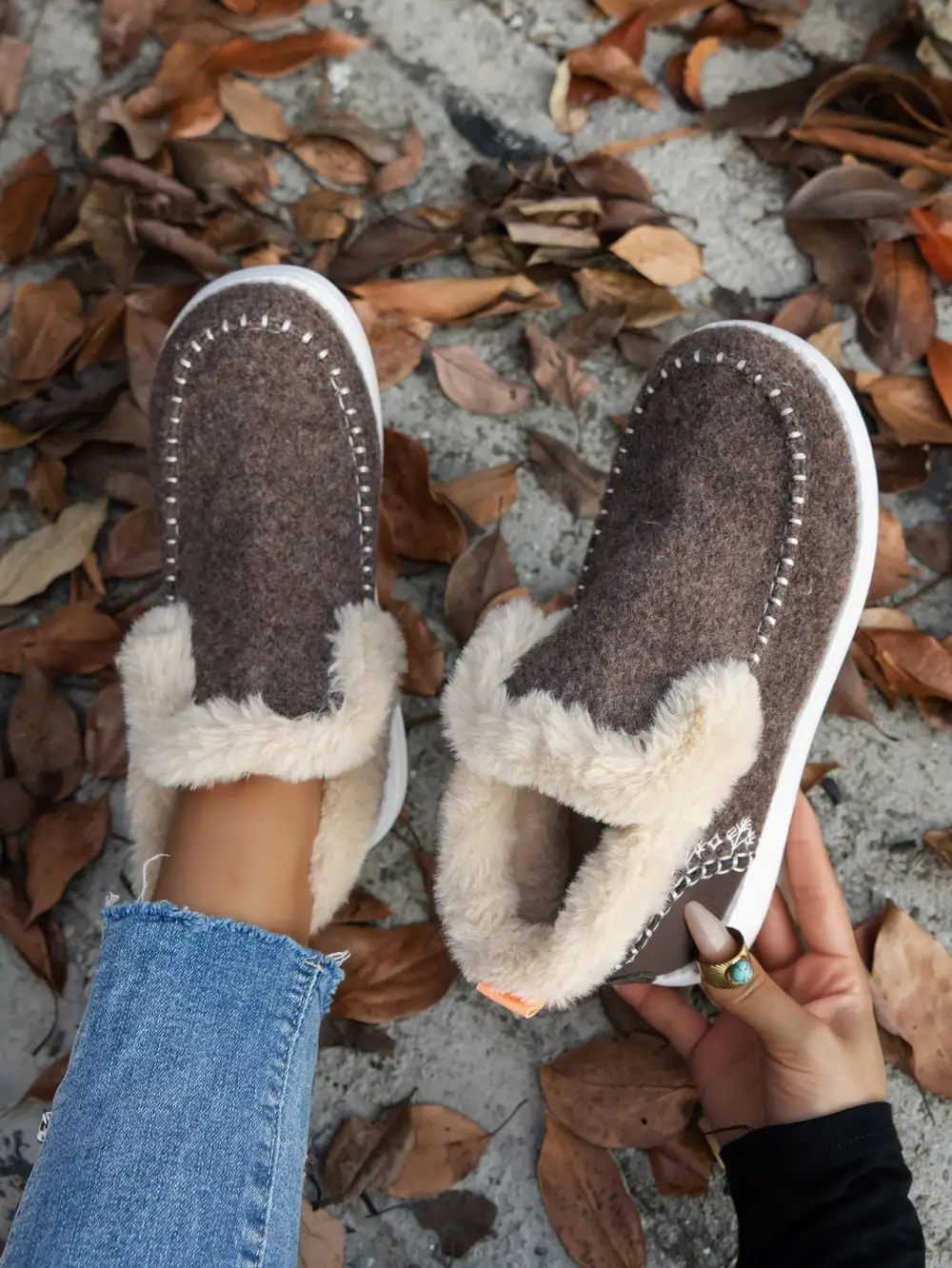 Furry Suede Round Toe Flat Boot