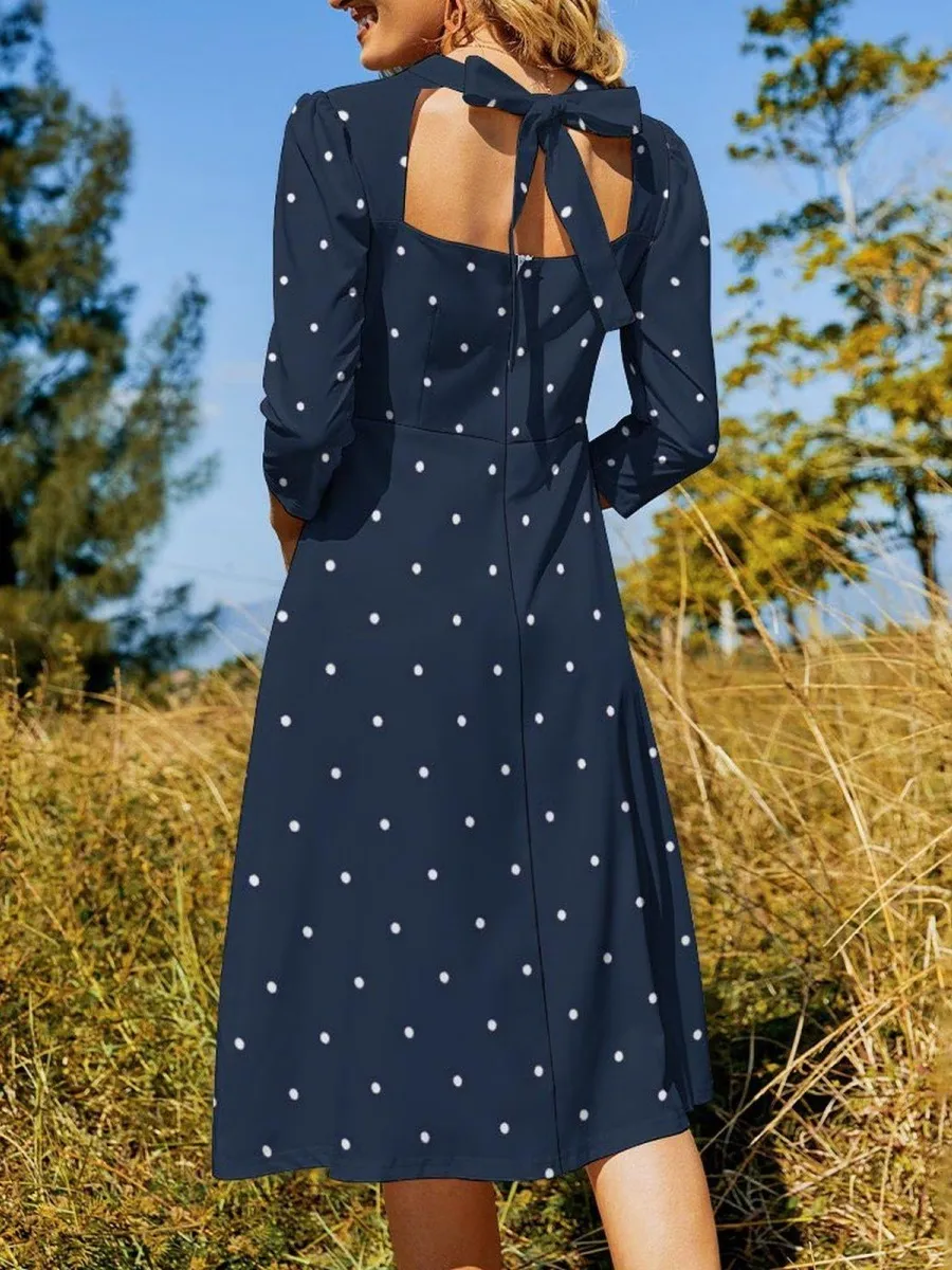 Vintage Polka Dot Long Sleeve Dress