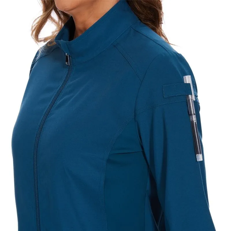 Scrub Jackets for Woman, Zip Front Nurse Jacket, 4-Way Stretch Fabric