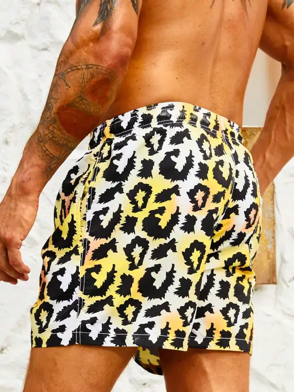 Men's Coastal Allover Print Drawstring Beach Shorts