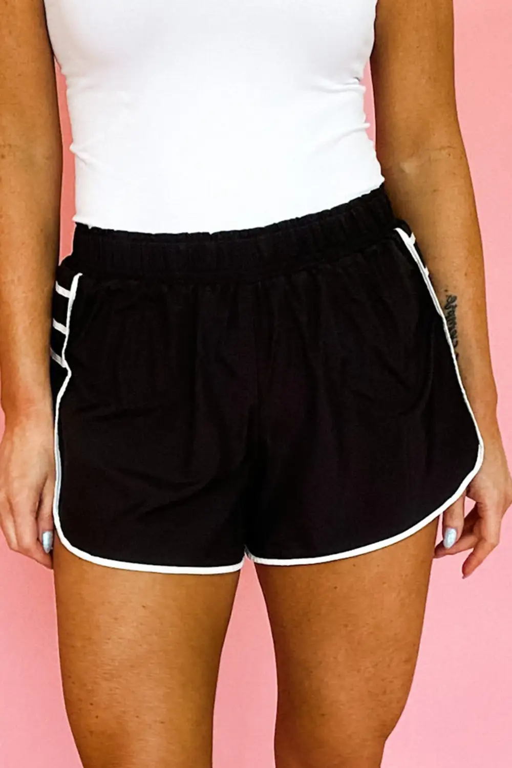 Cotton Elastic Waist Pleated Active Shorts