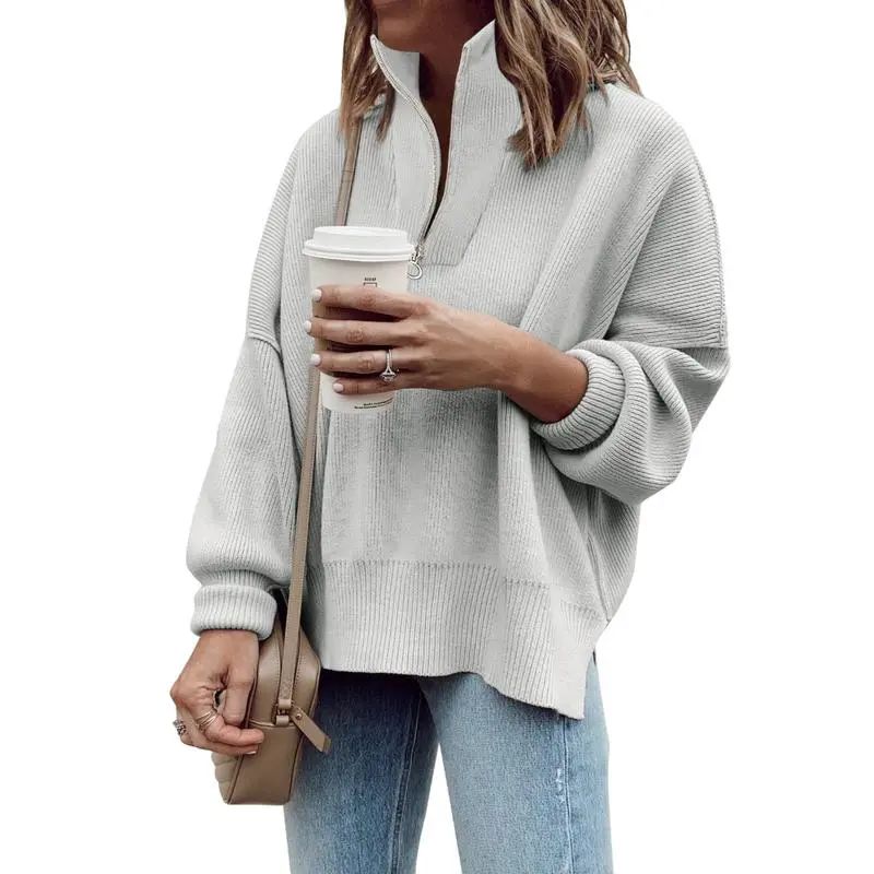 Womens Tunic Sweater Fall Long Sleeve 1/4 Zip Pullover Sweaters