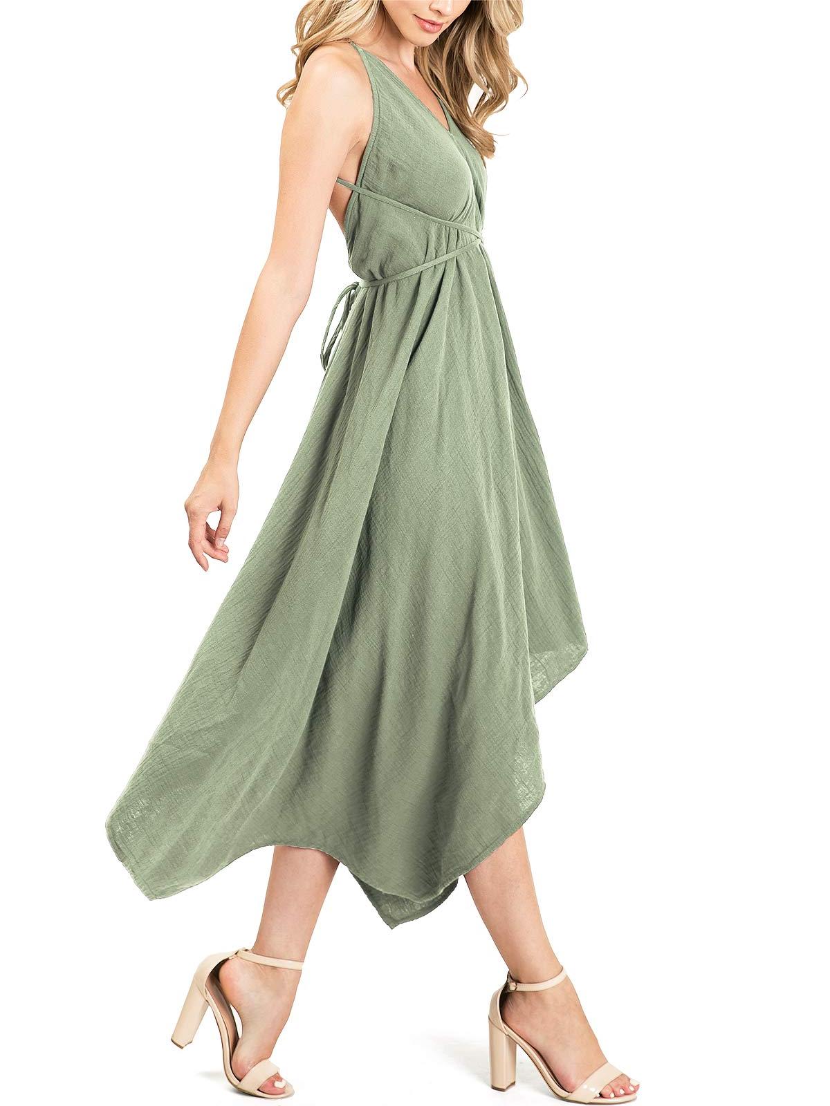 Taupe Asymmetric Midi Dress