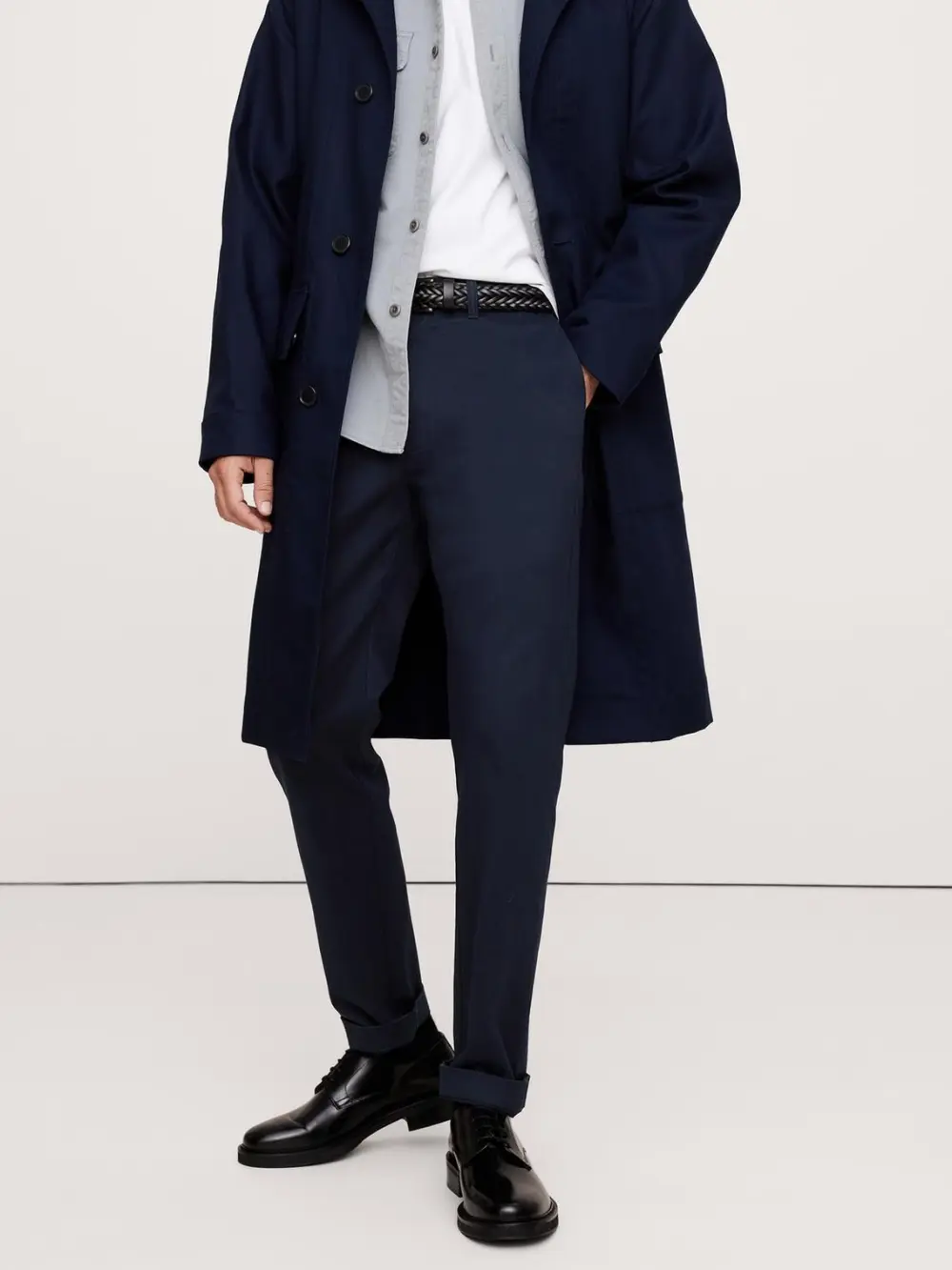 Men's  Organic Cotton Navy Blue Stretch Trousers