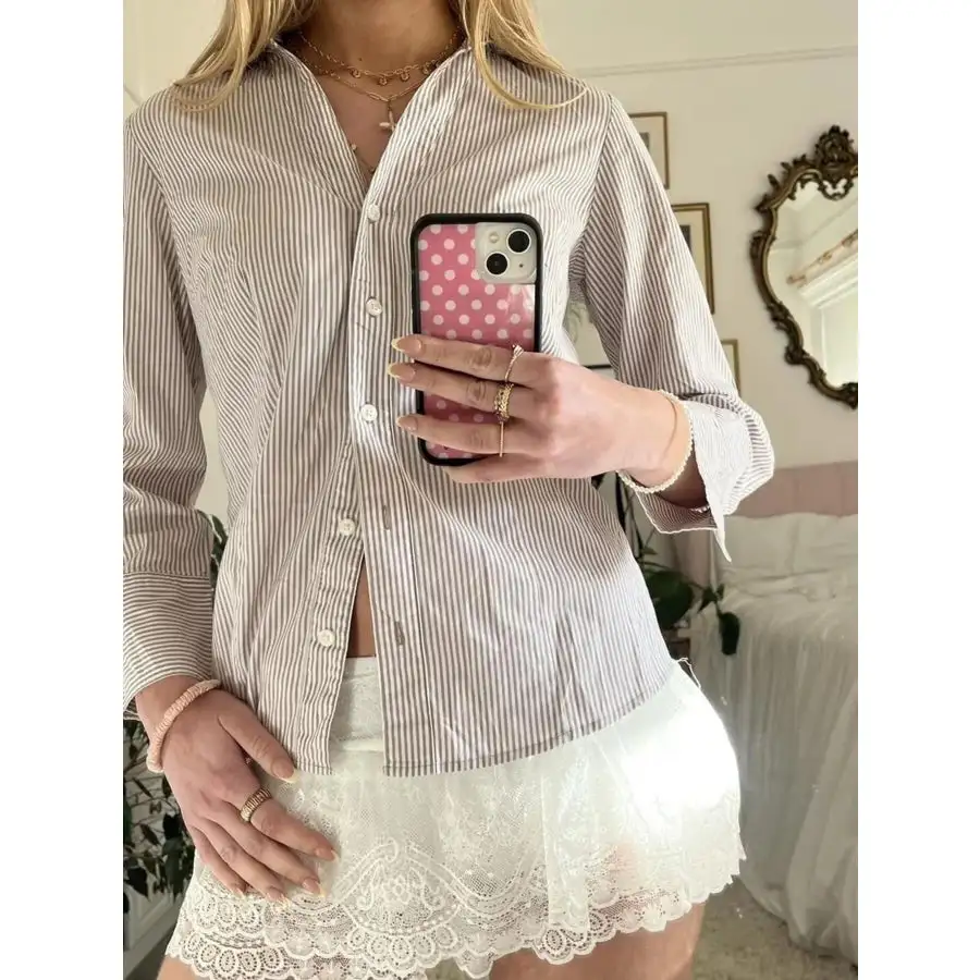 Printed Button Down Long Sleeve Shirt