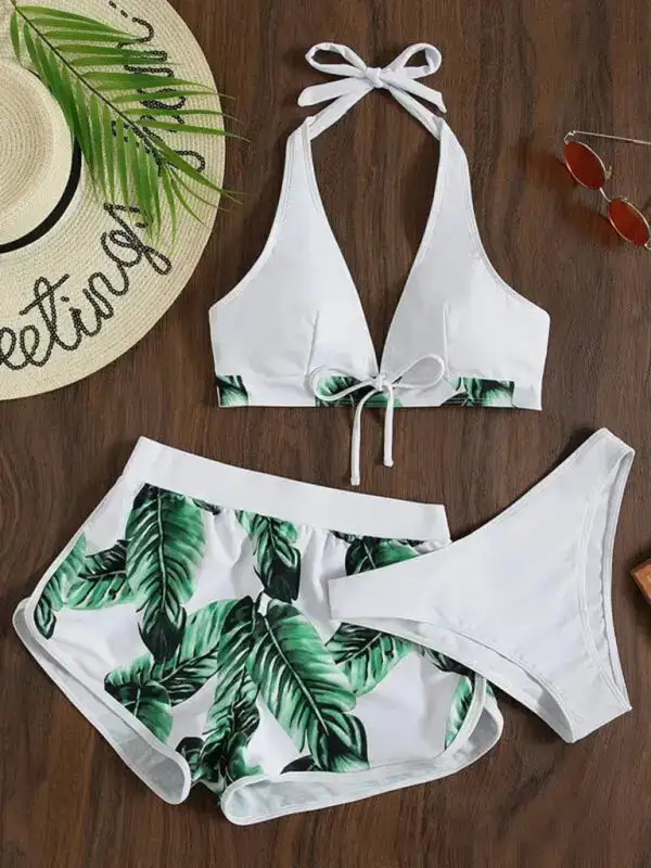 Multi Printed Layered Bikini Swim Set