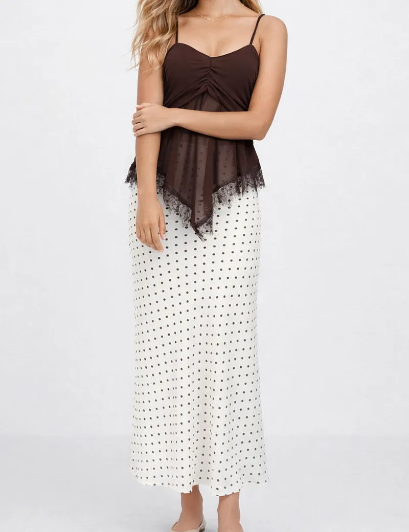 Chic Polka Dot Color Block Maxi Skirt