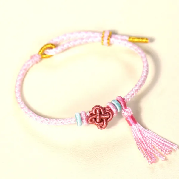 String Peach Blossom Knot Tassels Bracelet