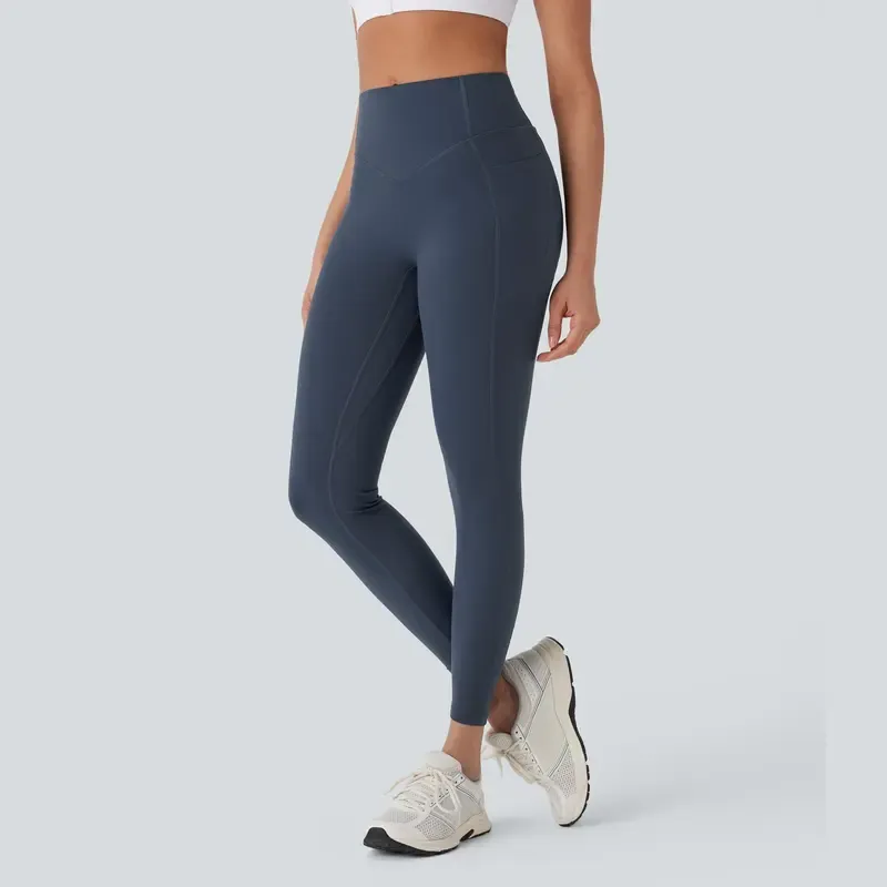 Women's UltraSculpt SoCinched High Waisted Tummy Control Butt Lifting Ruched Side Pocket Shaping Yoga Leggings
