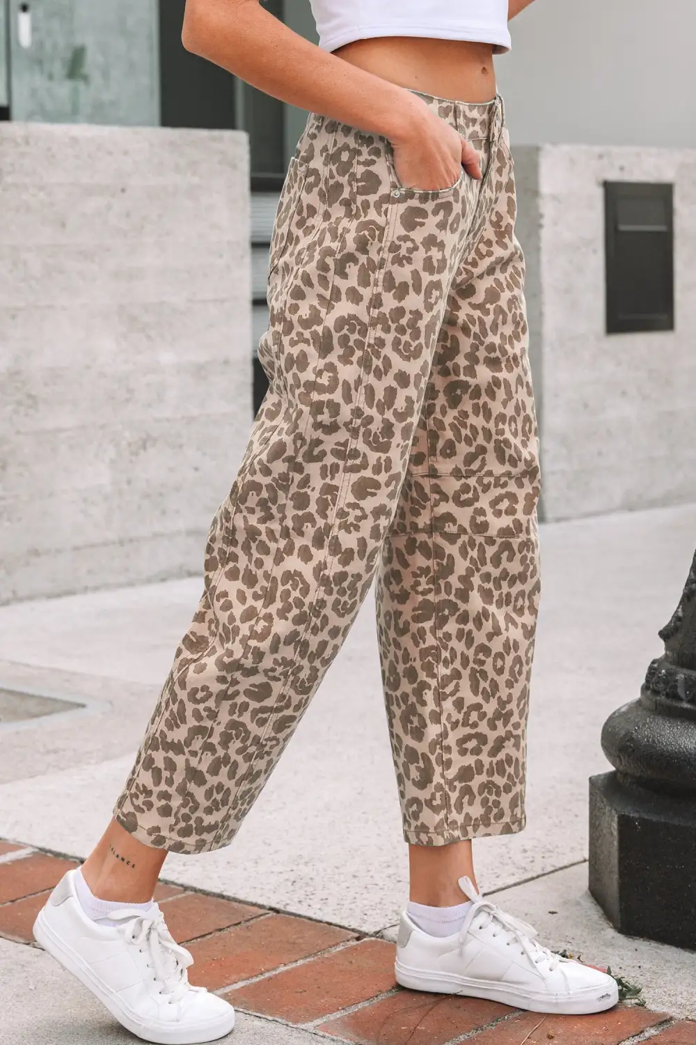 Leopard Straight Loose Jeans