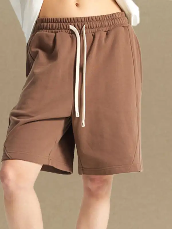 Soft Cotton Blend Easy Waist Casual Shorts
