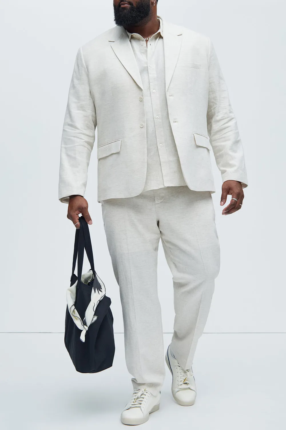 Slight Stretch Linen Suit Jacket - Black
