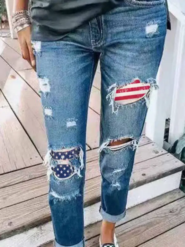 Tailored Ripped Denim Jeans