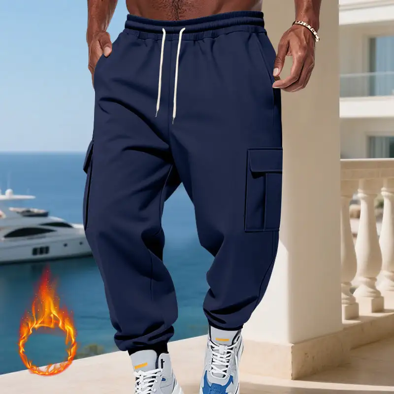 Men's  Thermal Cargo Pants Pockets Leg Cargo Pants
