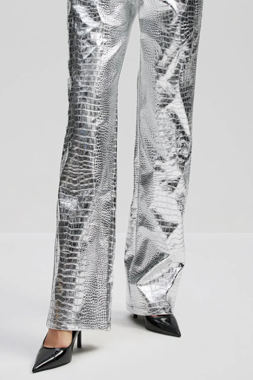 Straight Leg Metallic Trousers