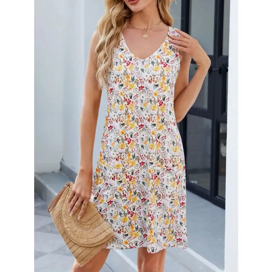 V-Neck Sleeveless Mini Dress with Pockets