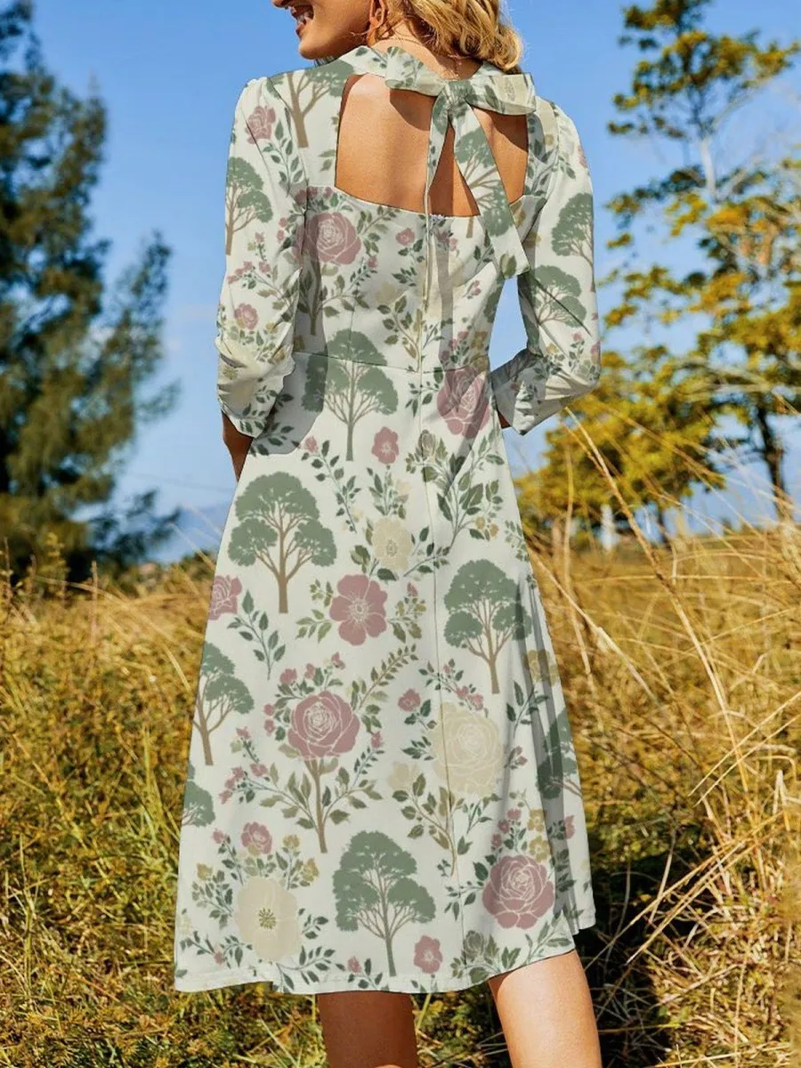 Vintage Floral A-Line Dress