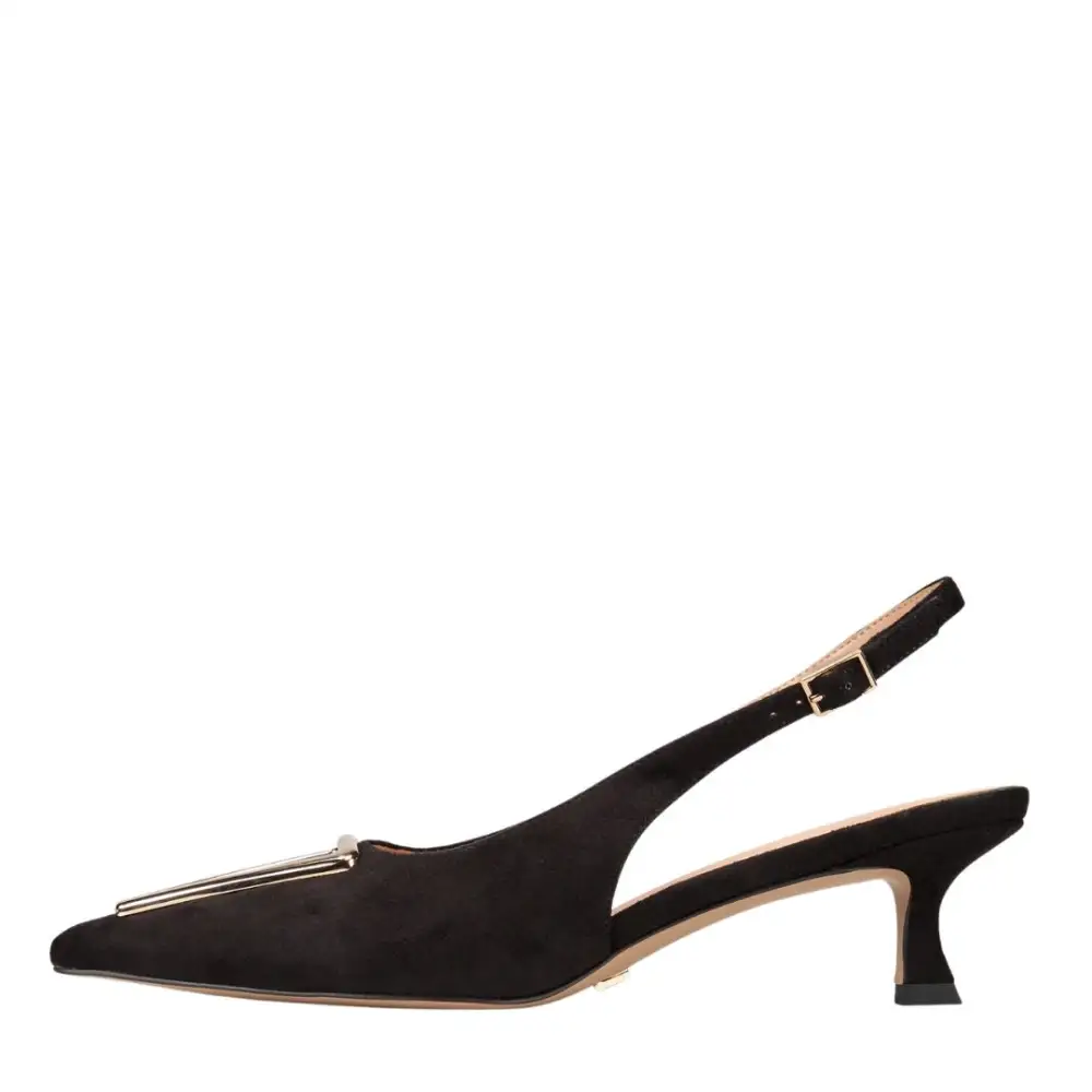 Faux Leather Pointed Toe Kitten Heel Slingback Slingback Heels
