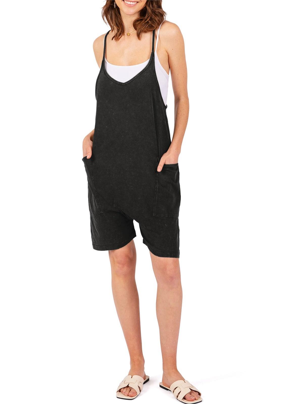 Black Strappy Casual Romper