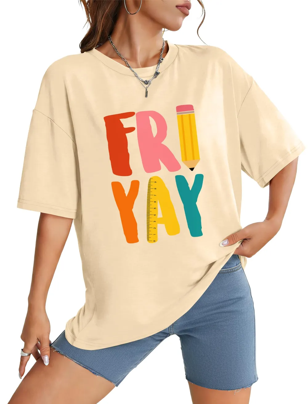 Color Letter Printing T-shirt