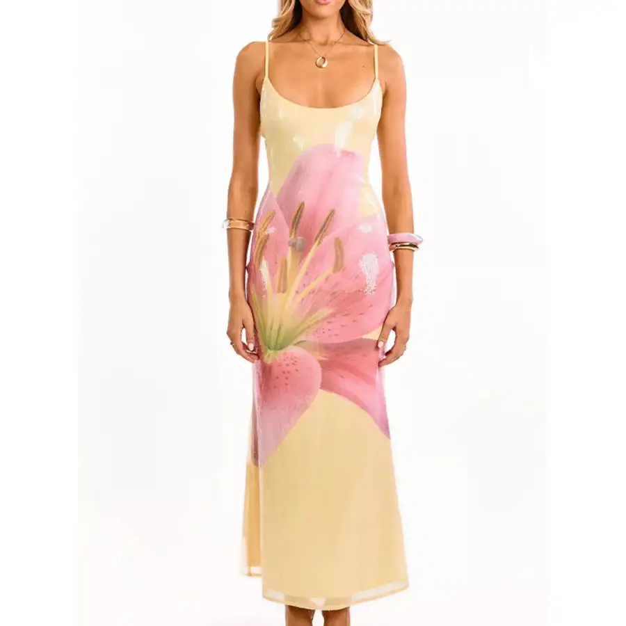 Flower Scoop Neck Maxi Cami Dress