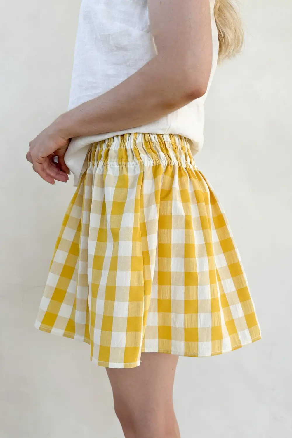Simple Cut Plaid Checkered Skirt