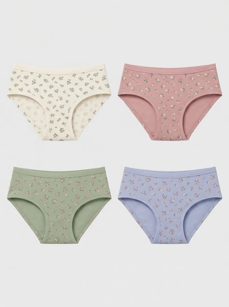 Women's Multicolor Floral Patterned Briefs 4-Pack
