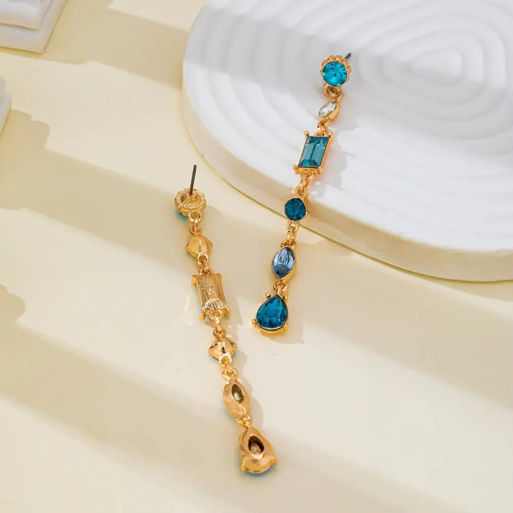 Aquamarine Geometric Crystal Linear Drop