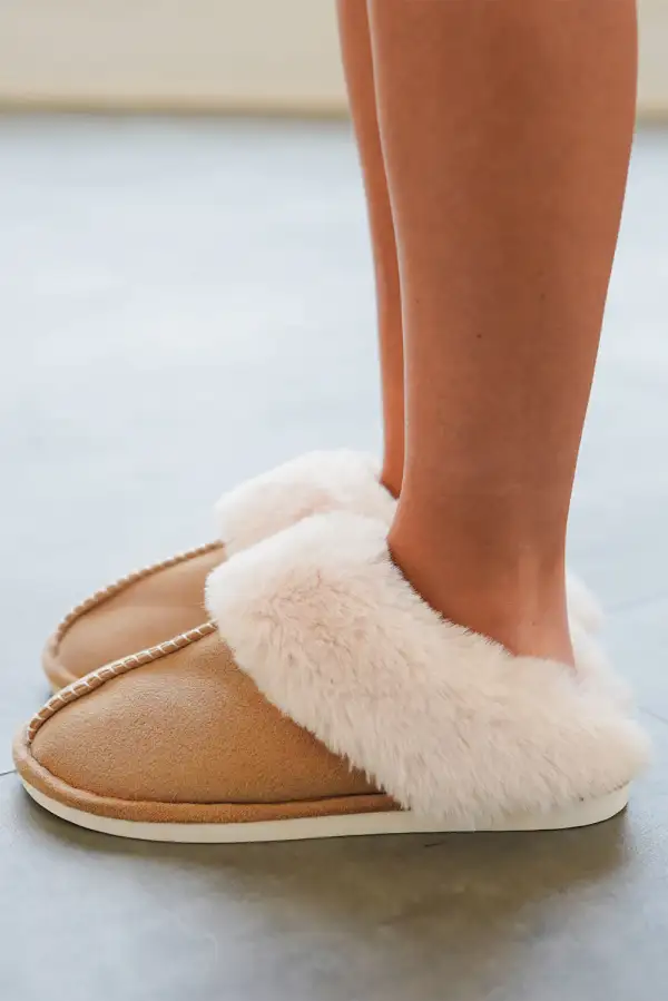 Plush Suede Winter Home Slide Slippers