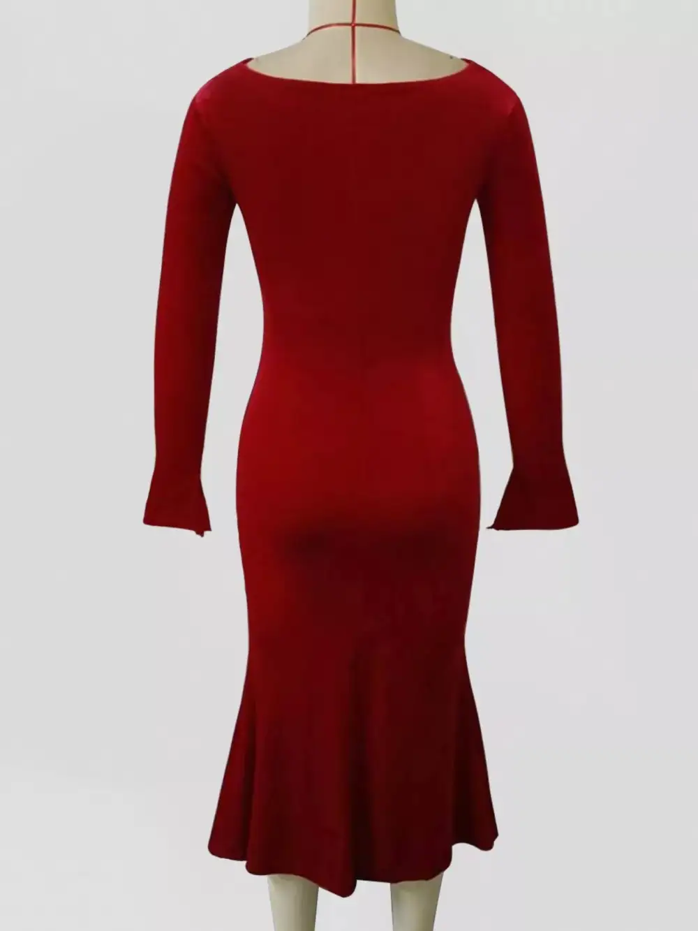 Velvet Long Sleeve Midi Dress