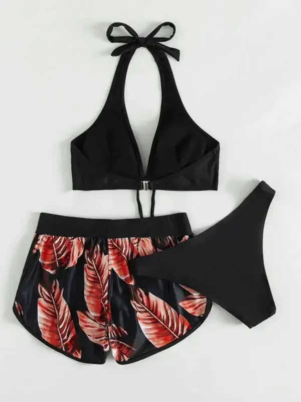 Multi Printed Layered Bikini Swim Set