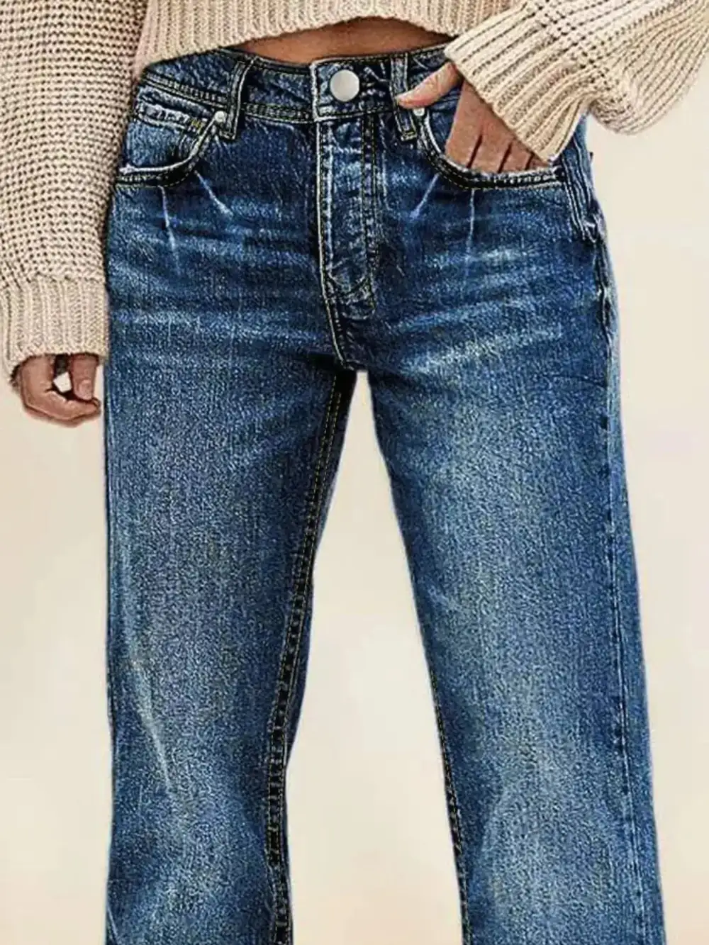 Straight Leg Denim Jeans