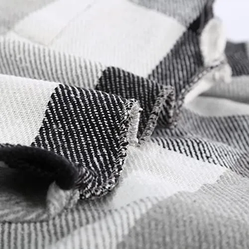 Women's 2023 Fall Clothes Plaid Shacket Jacket Long Sleeve Button Down Flannel Shirts Fashion Blouse