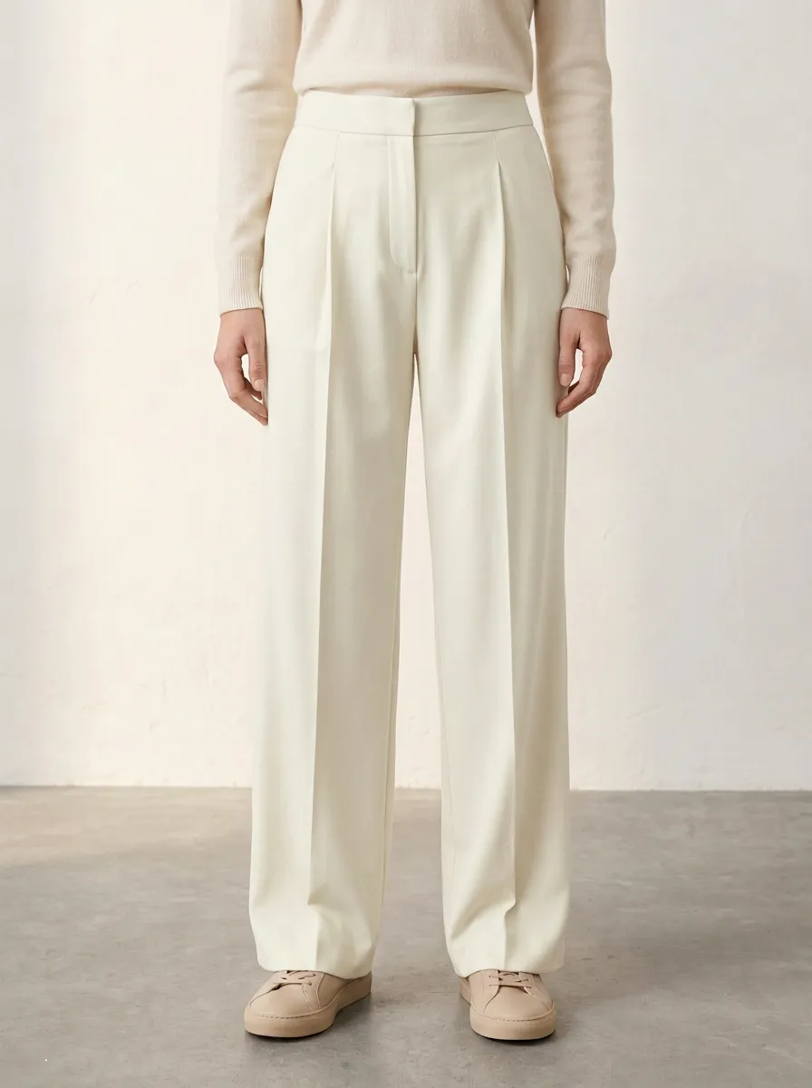 Minimal Pleated Wide-Leg Trousers