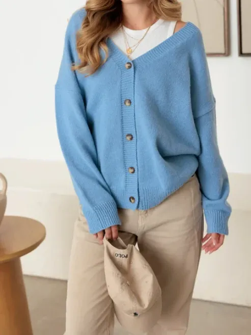 Oversize Long Sleeve V-Neck Sweater Cardigan