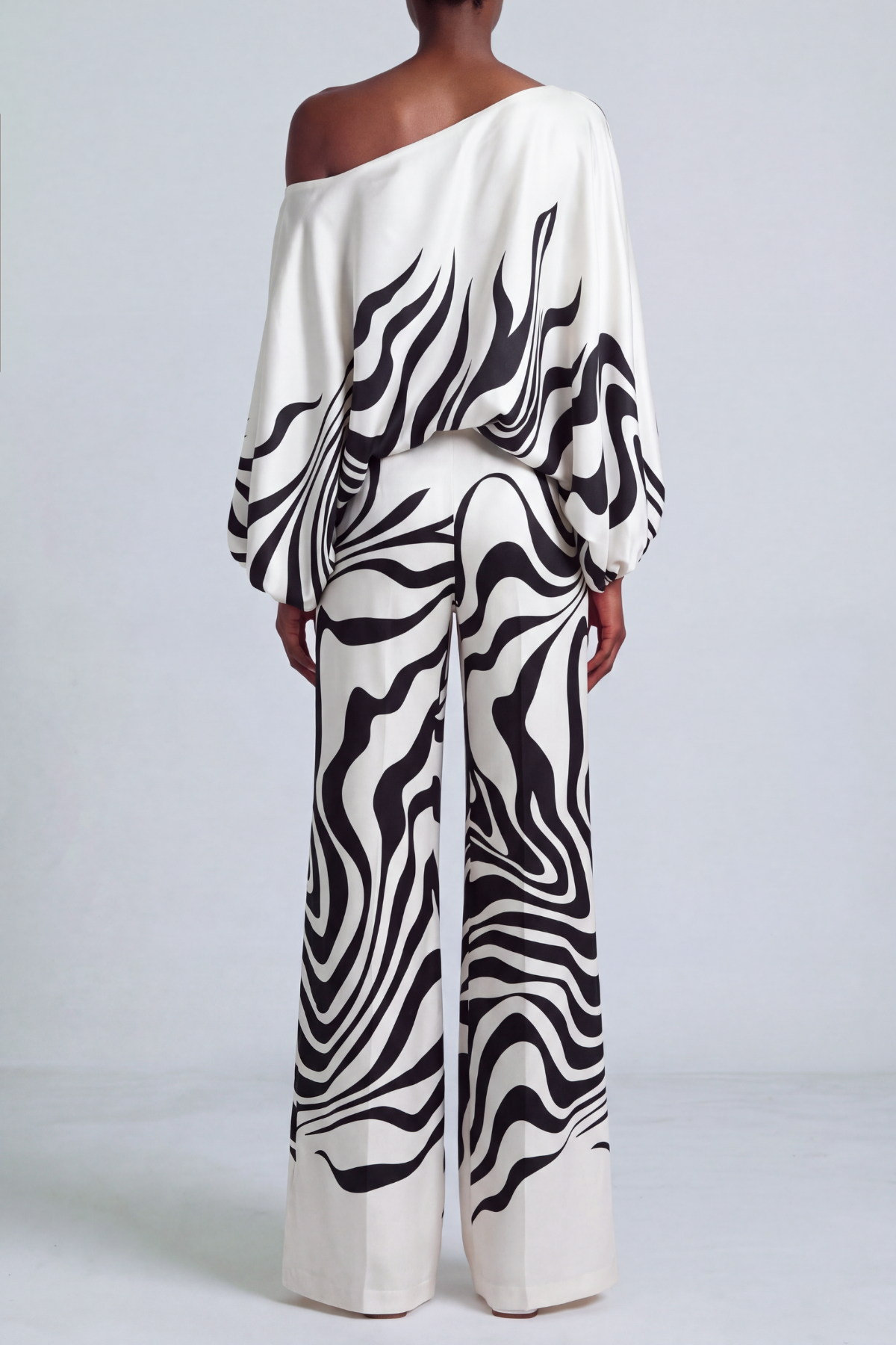 Off Shoulder Printed Matching Pants Set