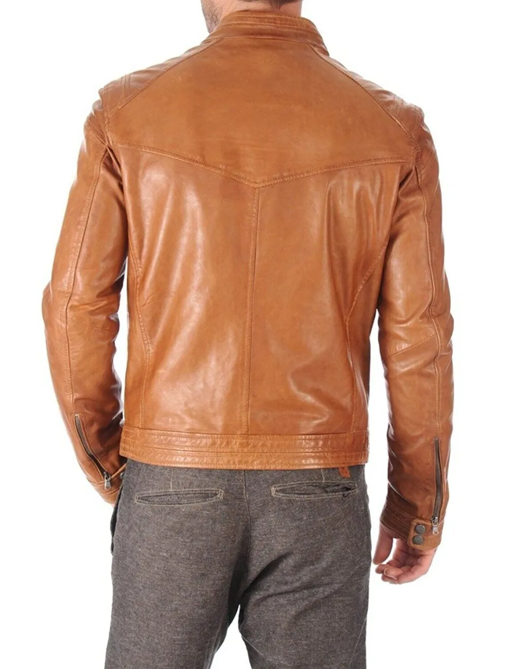 Polished Structured Motorcycle Leather Jacket