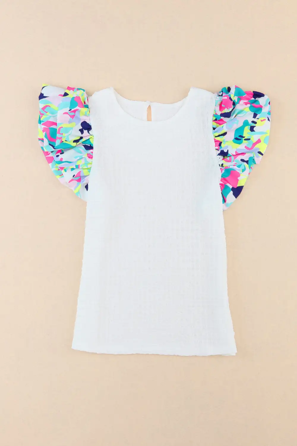 Voluminous Printed Puff Sleeve Textured