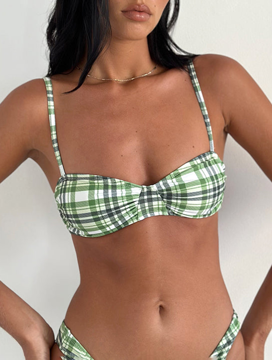 Green Polyester Bikini Top