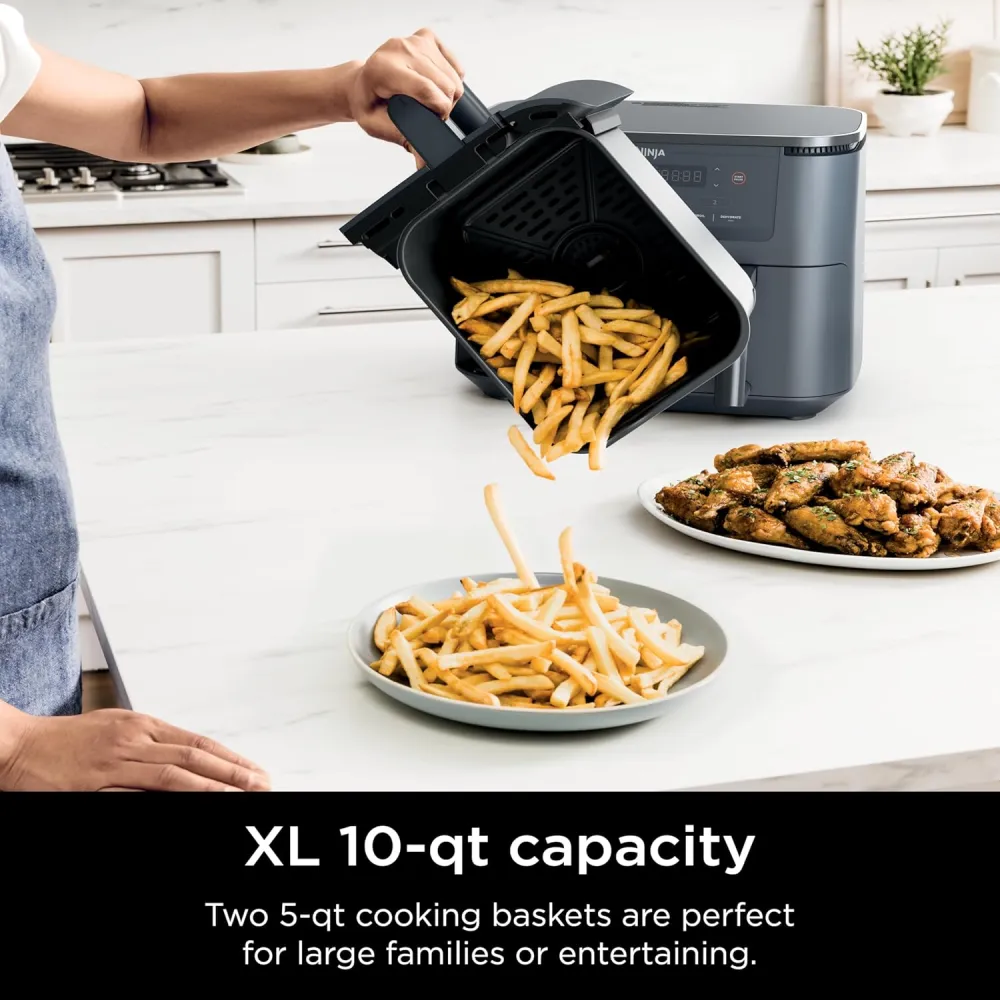 Ninja Air Fryer, Thermometer, Roast, Bake, Air Fry, Crisps, Broil, Reheats, Keep Warm
