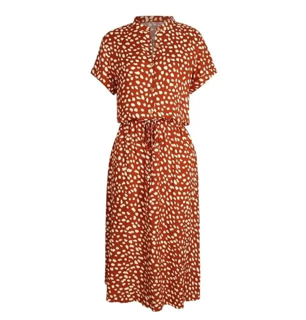 2025 Luludress Ladies Bohemian Leopard Print Shirt Dress